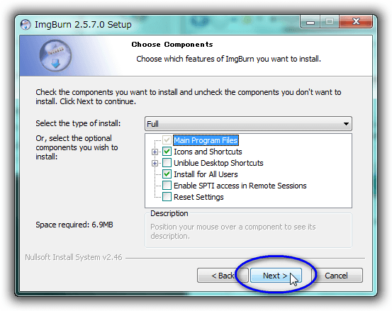 ImgBurn v2.5.7.0のインストール for Windows 7