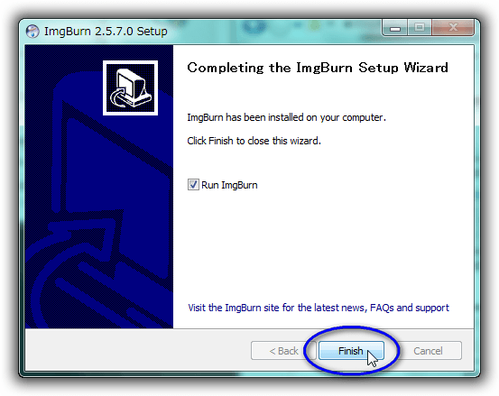 ImgBurn v2.5.7.0のインストール for Windows 7